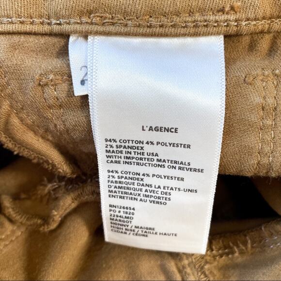 L’AGENCE Margot Cedar Brown Ankle Skinny Jeans - Picture 6 of 7